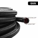 Black Fuel Hose Oil Gas Line AN4-AN6-AN8-AN10-AN12 Nylon/Stainless Steel Braided - Billede 4