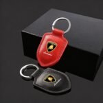 Lamborghini Crest Emblem Genuine Leather Keychain – Vaizdas 3
