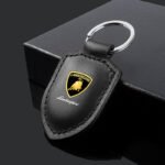 Lamborghini Crest Emblem Genuine Leather Keychain – Vaizdas 2
