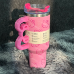 40oz Pink Bow-shaped handle Kitty Tumbler - Сурет 2